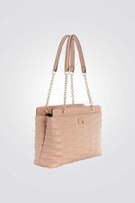 תיק יד מרופד לנשים בצבע ניוד