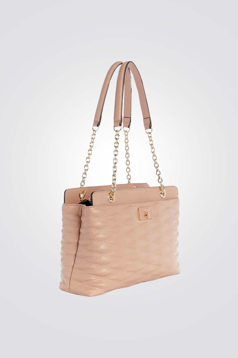 תיק יד מרופד לנשים בצבע ניוד