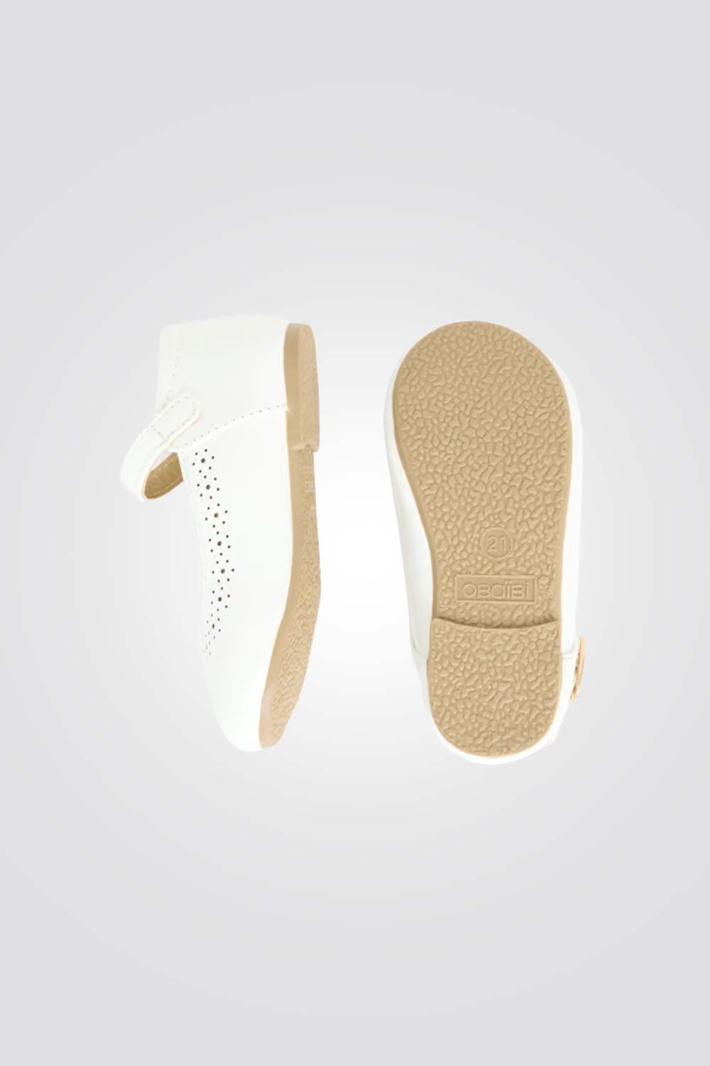 נעלי בלרינה פטנט עם רצועת עור לתינוקות  