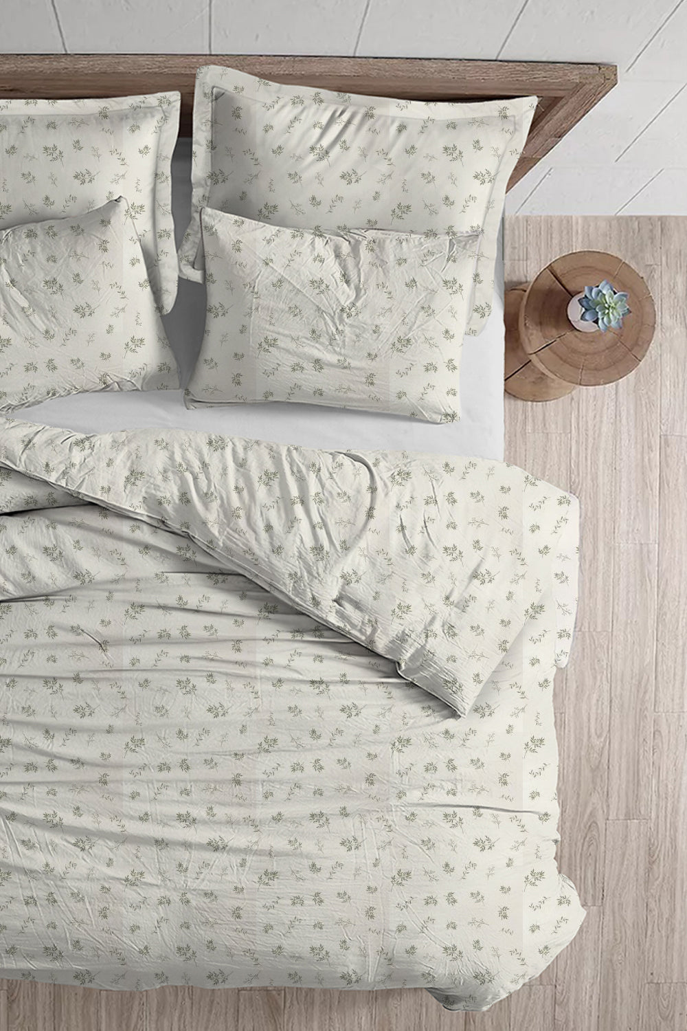 סט מצעים זוגי פלנל דגם LITTLE LEAVES 160/200 ס"מ