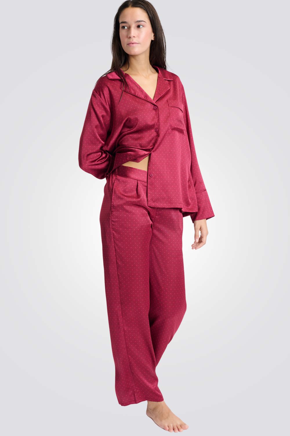 מכנסי פיג’מה סאטן עם הדפס IRREELLE לנשים | איתם