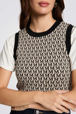 גופיות סריג כתפיות רחבות הדפס M