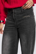 מכנסי ג'ינס רחבים בצבע אפור כהה