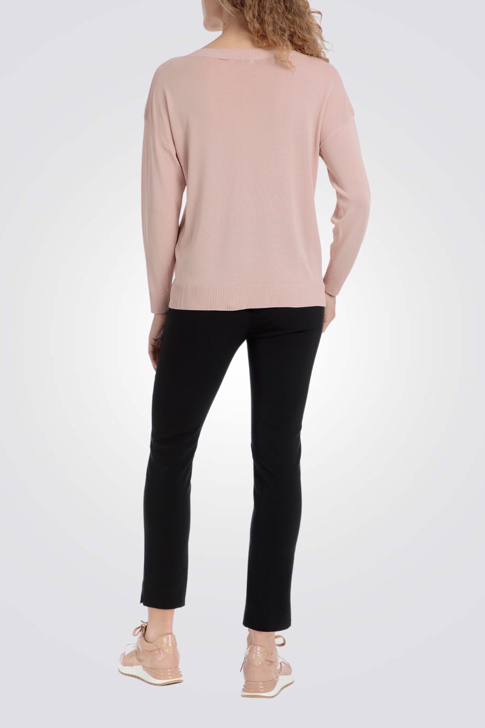 סריג צווארון סירה בצבע ורוד בהיר