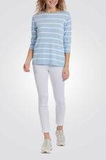 סריג שרוולי 3/4 הדפס פסים 