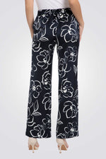 מכנסיים ארוכים הדפס פרחים בצבע נייבי 