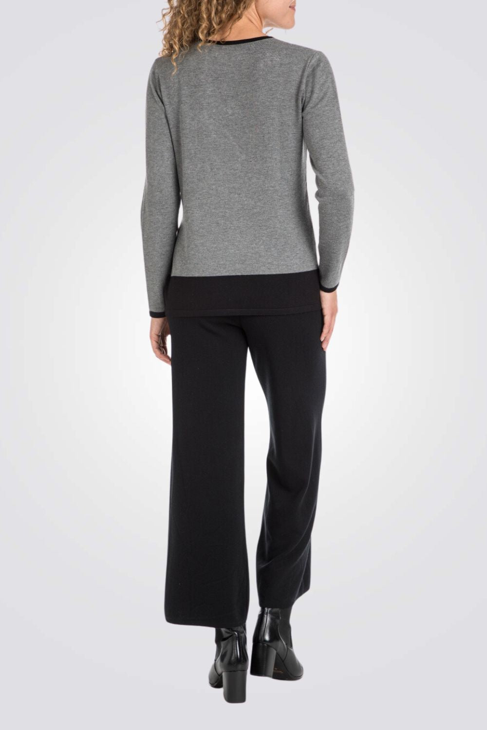 מכנסי סריג ארוכים Wide Leg בצבע שחור