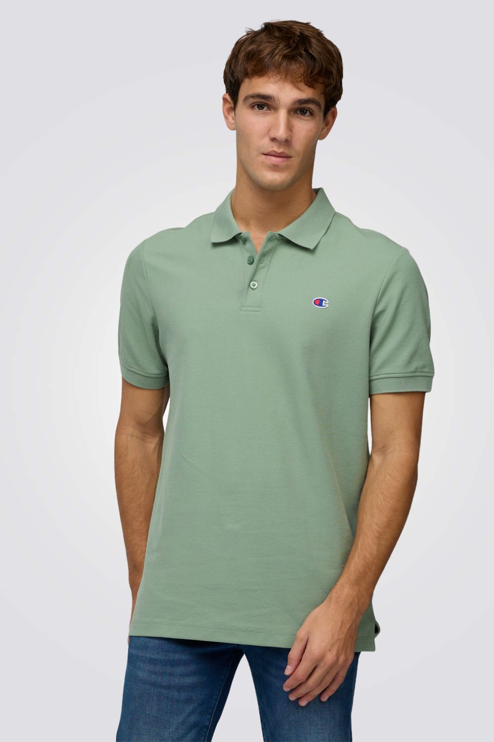 חולצת פולו בצבע ירוק עם לוגו | צ'מפיון
