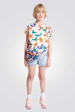 טישירט קצרה פרחונית לילדות