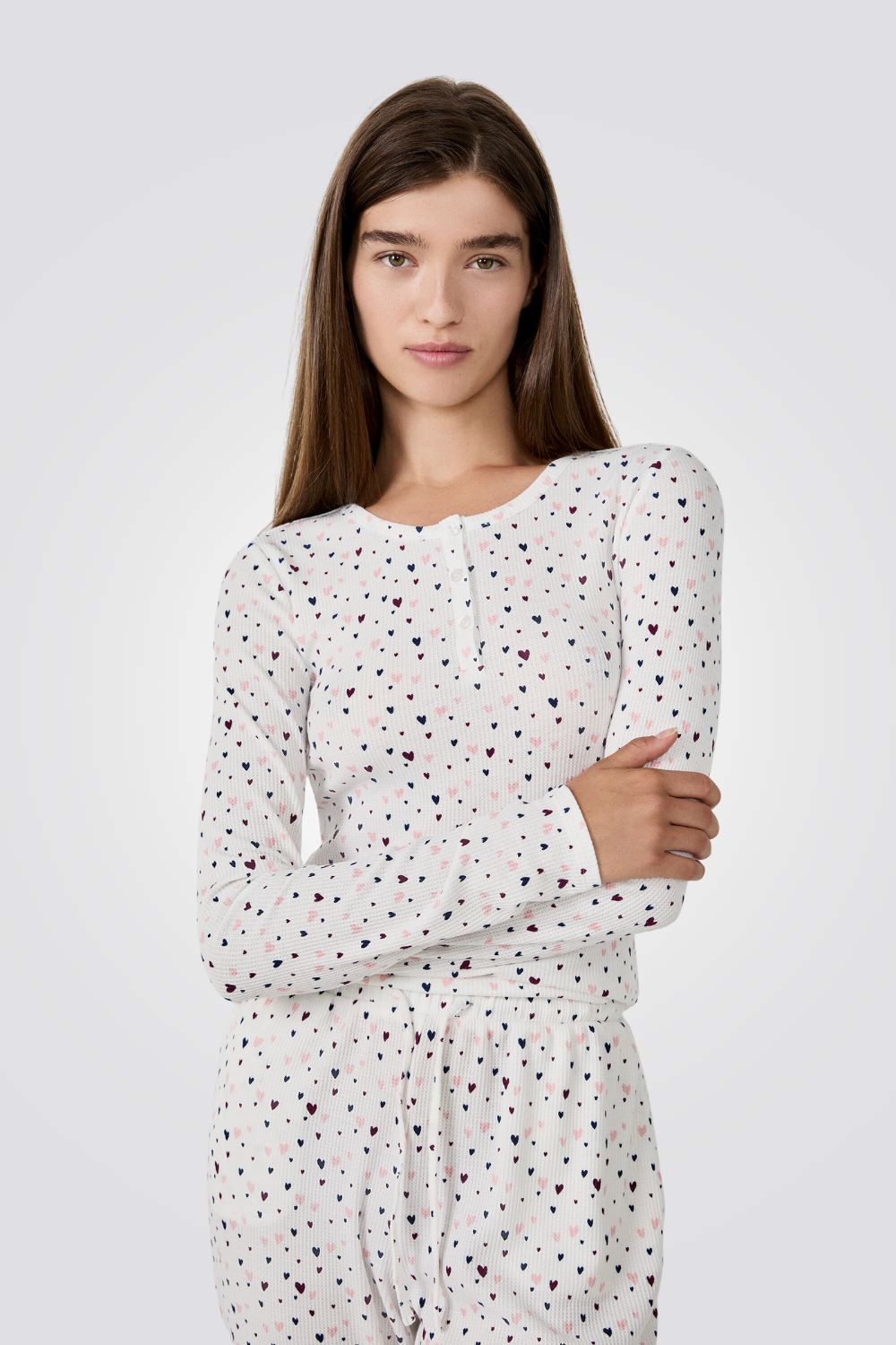 חולצת פיג'מה בהדפס לבבות | איתם