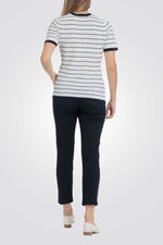 סריג שרוולים קצרים הדפס פסים 