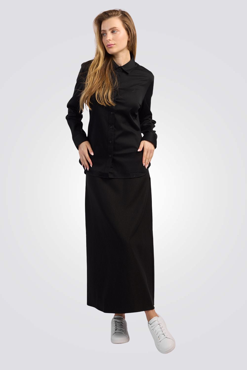 חצאית מידי ארוכה בגזרה ישרה לנשים | נאוטיקה