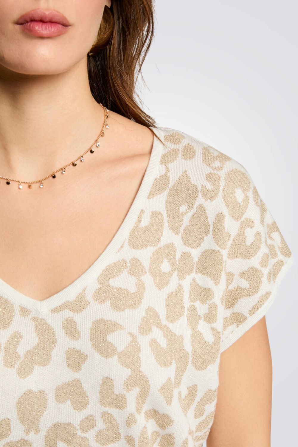 חולצת סריג הדפס מנומר 