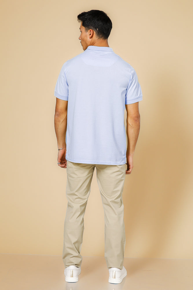 חולצה פולו פיקה בייסיק בצבע תכלת