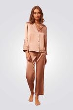 חולצת פיג'מה משי PEARLY ורוד פודרה