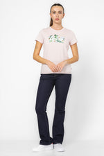 טישרט בצבע ורוד בהיר הדפס לוגו פרחוני בחזית