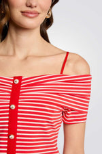 טופ אוף שולדרס הדפס פסים בצבע אדום/לבן