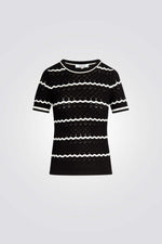 חולצת סריג קצרה לנשים עם פסים | מורגן