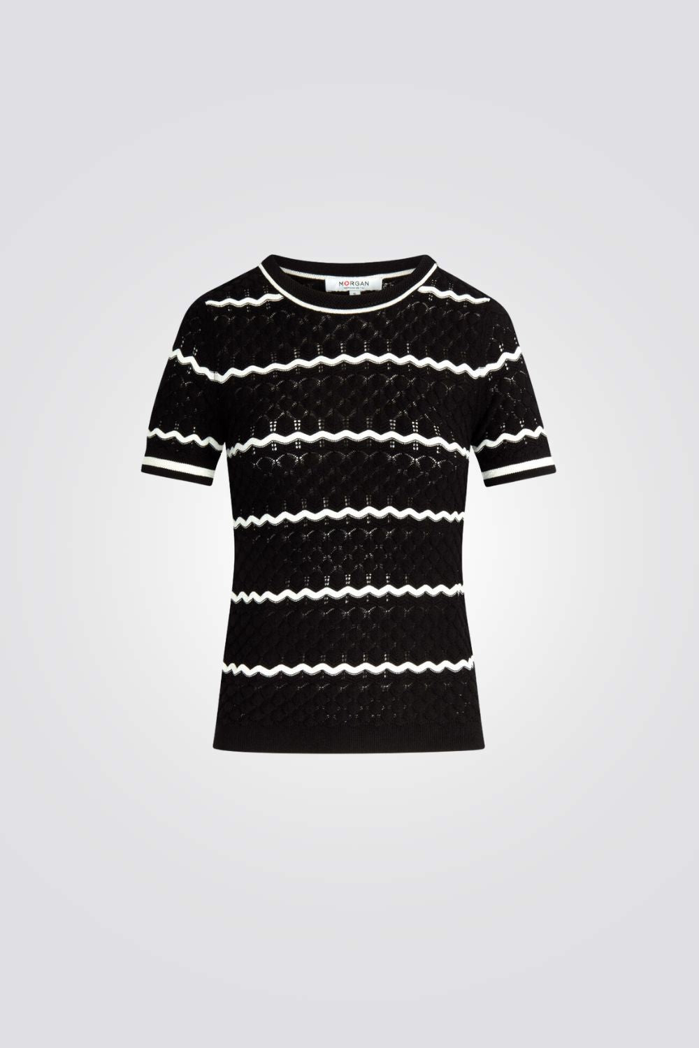 חולצת סריג קצרה לנשים עם פסים | מורגן