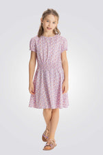 שמלה פרחונית קצרה לבנות 