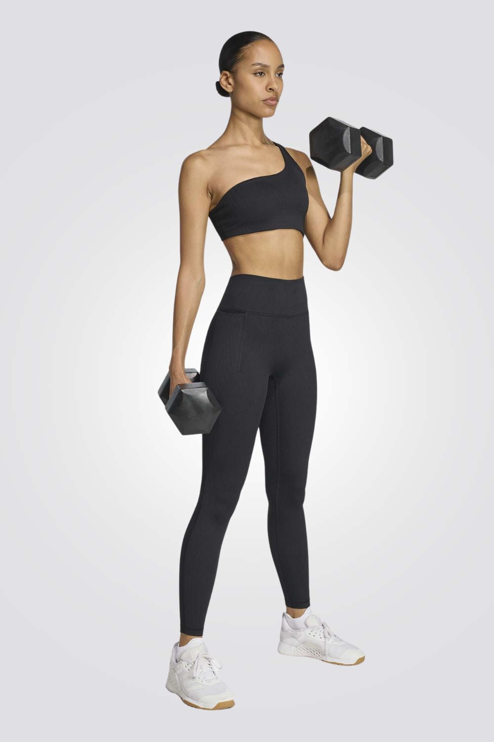 טייץ ספורט ארוך בטקסטורת ריב לנשים | אדידס