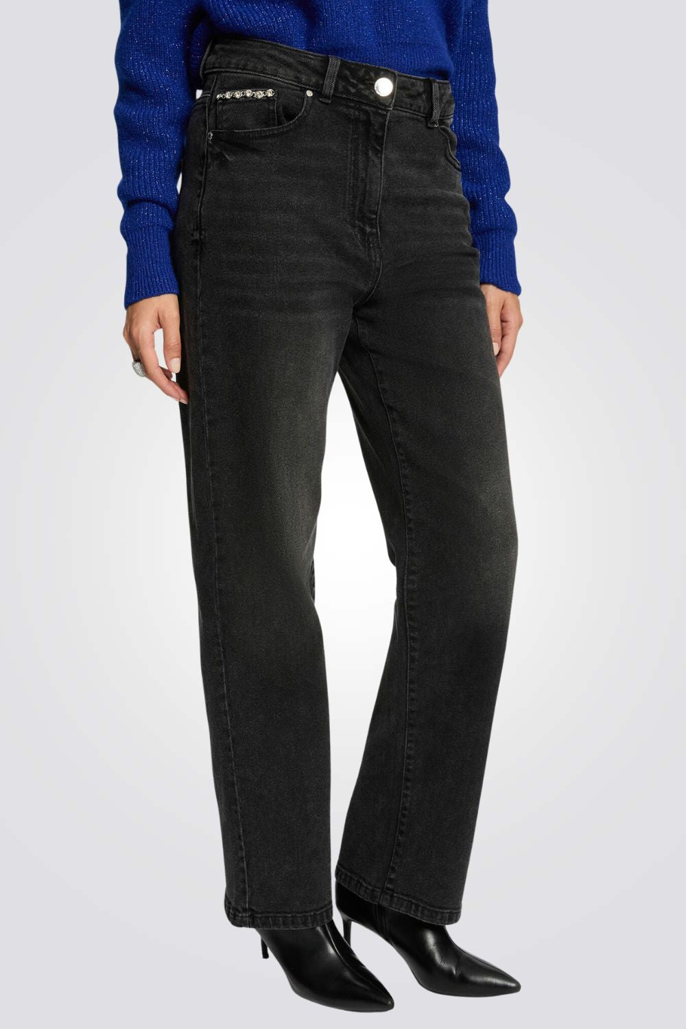 ג'ינס רחב לנשים בצבע אפור | מורגן 