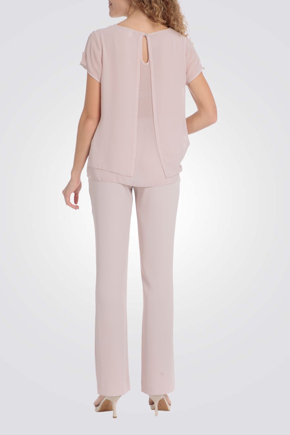 חולצה בד כפול בצבע ורוד