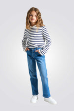 טישירט פסים ארוכה בשילוב תחרה | אוקיידי