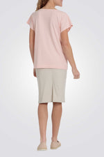 טישירט שרוולים עם עיטורים בצבע ורוד