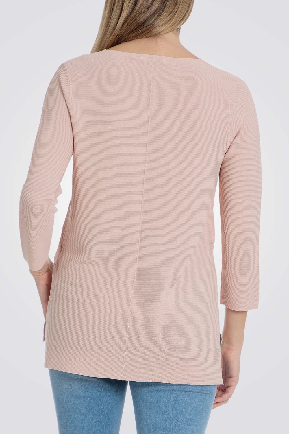 סריג שרוולי שלושת רבעי בצבע ורוד