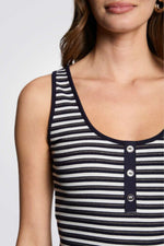 גופיה הדפס פסים בצבע נייבי/לבן