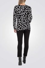 סריג ג'רסי עם הדפס שחור/לבן