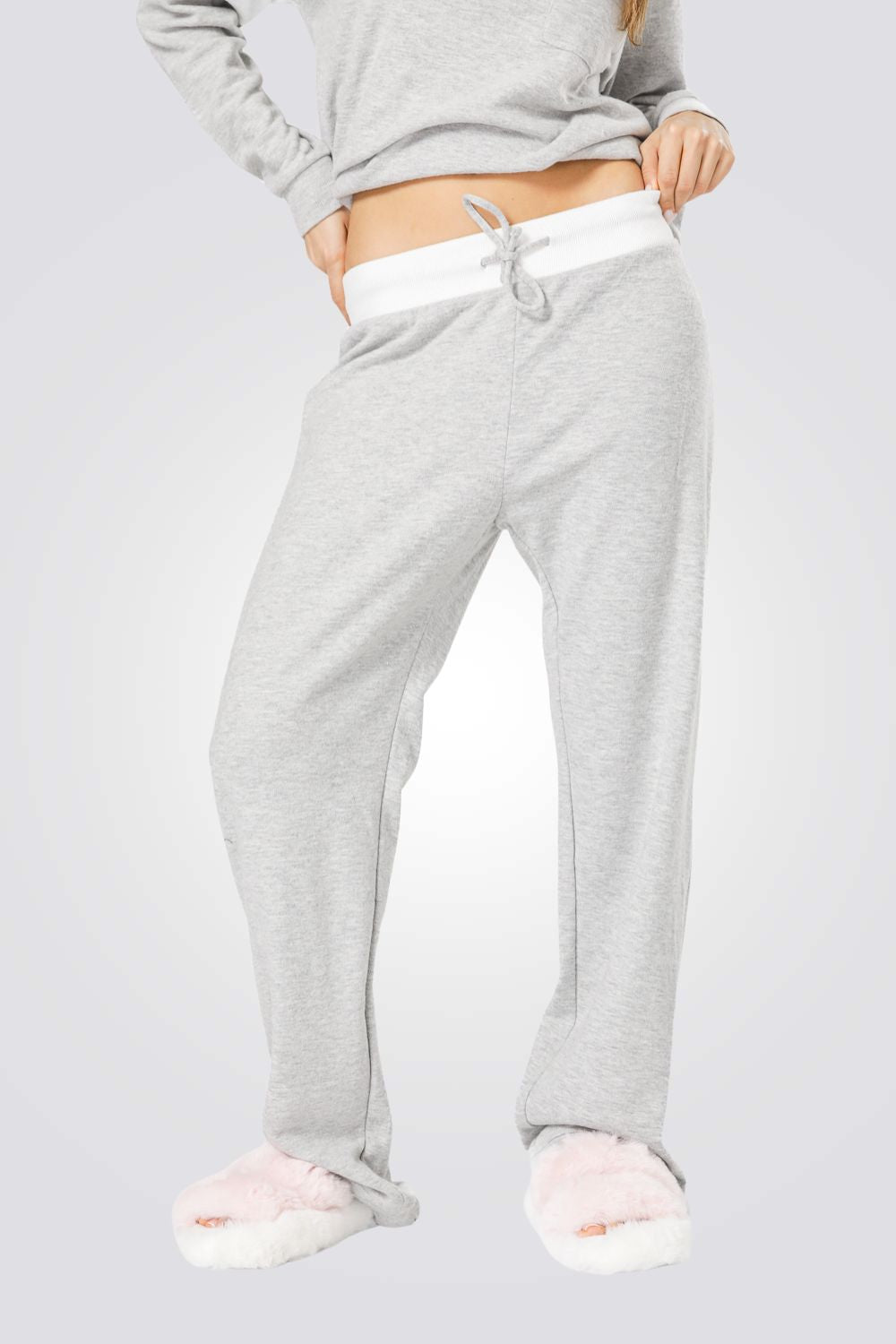 סט פיג'מת מעבר בצבע אפור