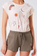 מכנסי פיג'מה קצרים MARILOU בצבע חום