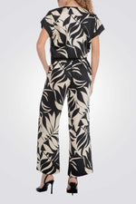 חולצה הדפס עלים בצבע שחור/שמנת