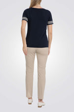 סריג שרוולים קצרים עם דיטיילס רקומים