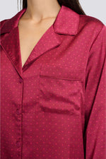 חולצת פיג’מה סאטן עם הדפס ארוכת שרוולים IRREELLE לנשים | איתם