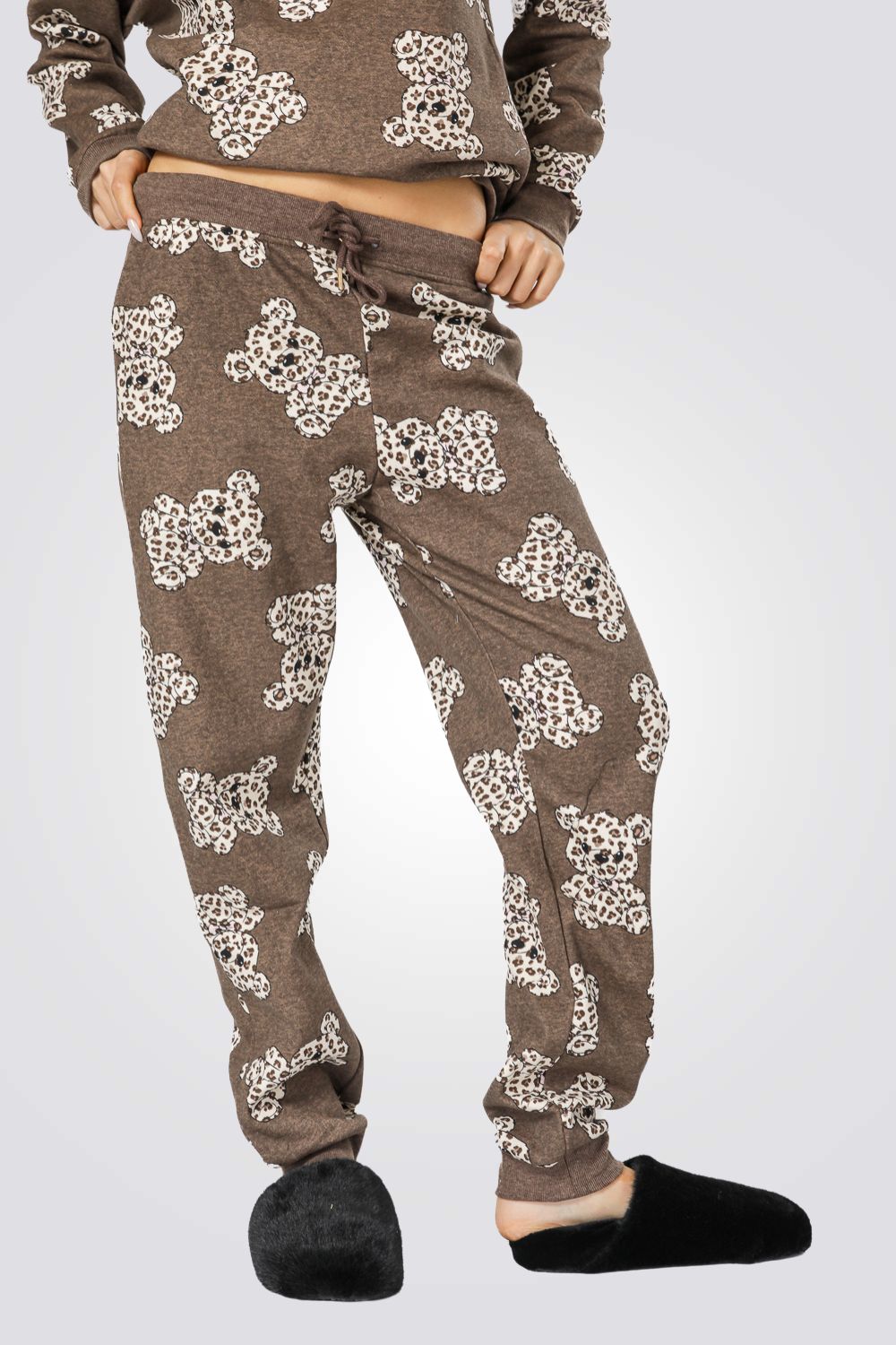 סט פיג’מה פוטר LEOPARD TEDDY בצבע חום