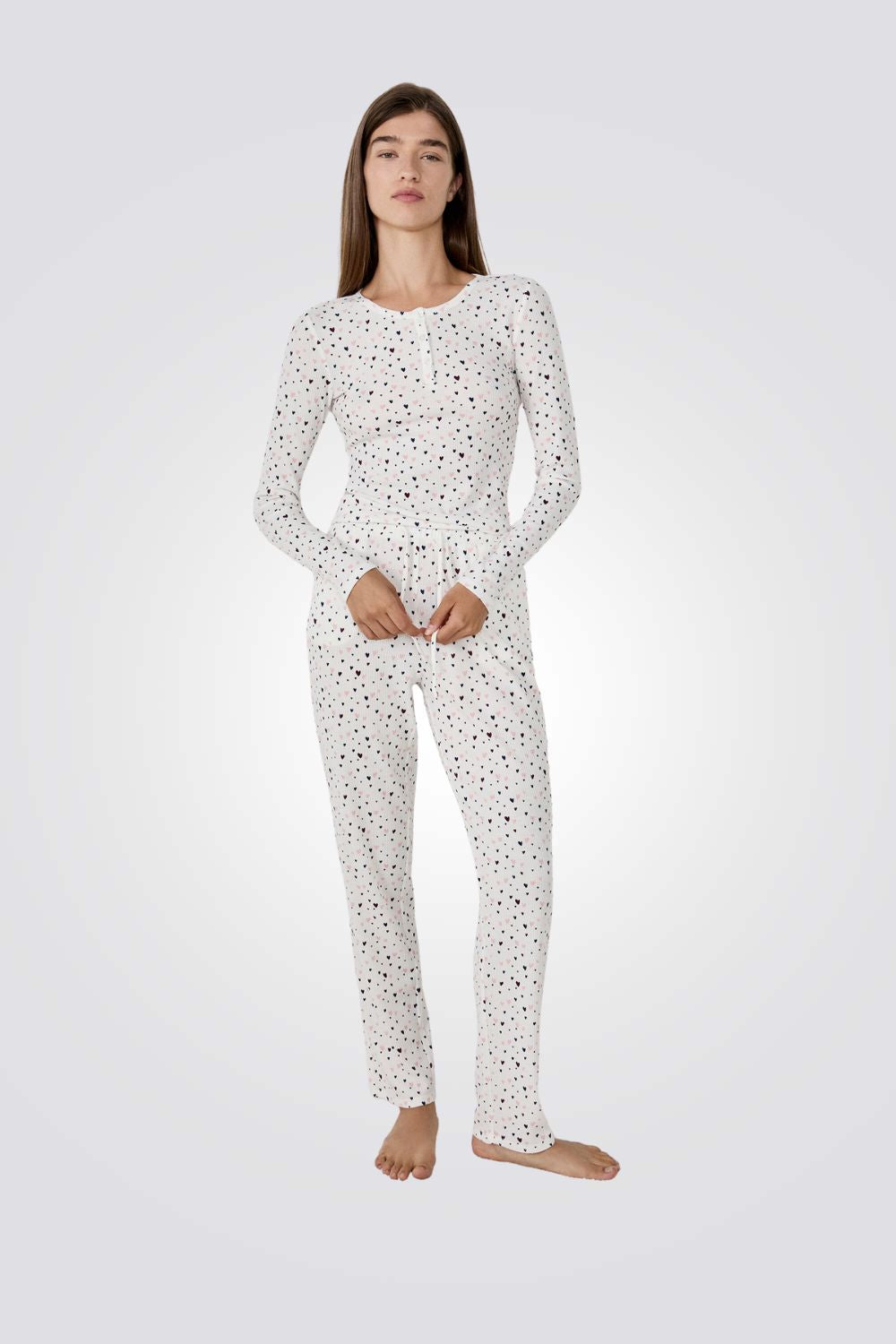 מכנסי פיג'מה בהדפס לבבות | איתם