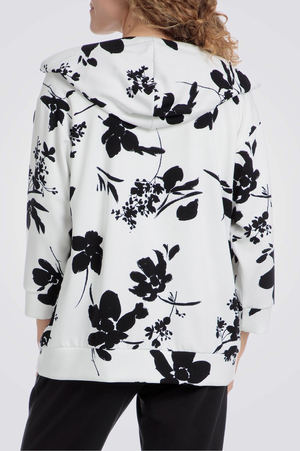 ג'קט ספורט הדפס פרחוני עם קפוצ'ון