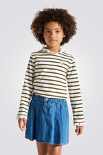 טישירט פסים ארוכה בשילוב תחרה | אוקיידי