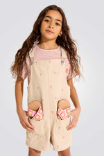 אוברול בד בצבע בז' לילדות