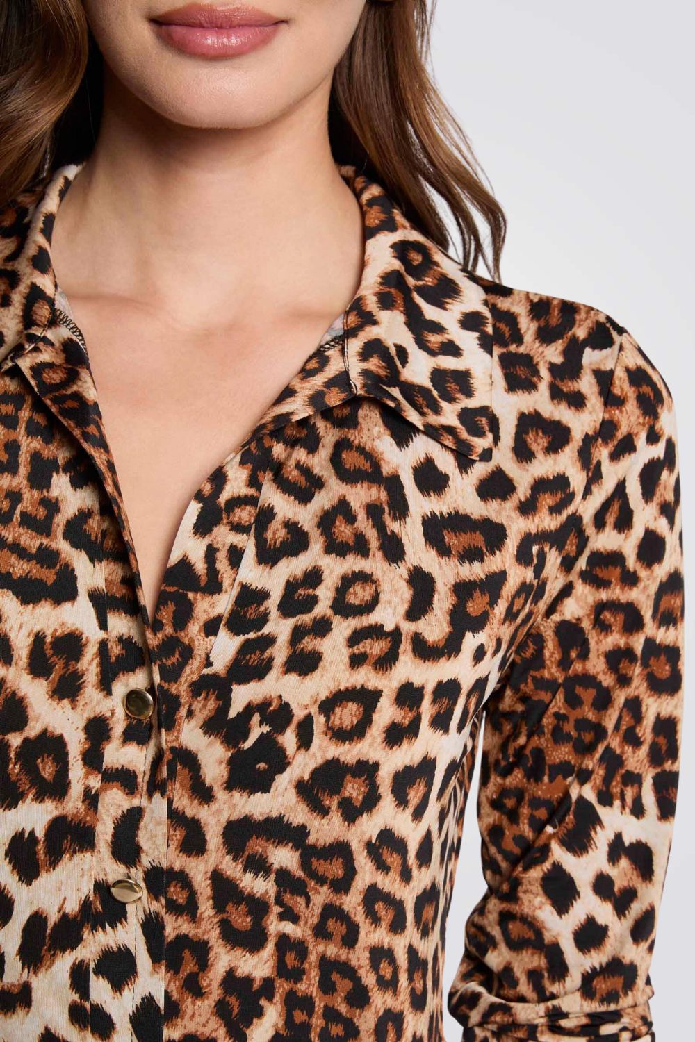 טישירט מכופתרת הדפס מנומר 