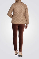מעיל מרופד דק צווארון גבוה בצבע בז'