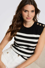 חולצת סריג קצרה לנשים עם פסים| מורגן