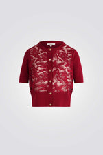 קרדיגן קצר לנשים בצבע בורדו | מורגן 
