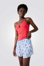 מכנסי פיג'מה קצרים בהדפס משבצות עם דובדבנים | איתם