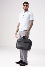 סריג פולו דק שרוולים קצרים בצבע תכלת