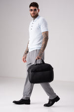 סריג פולו דק שרוולים קצרים בצבע תכלת