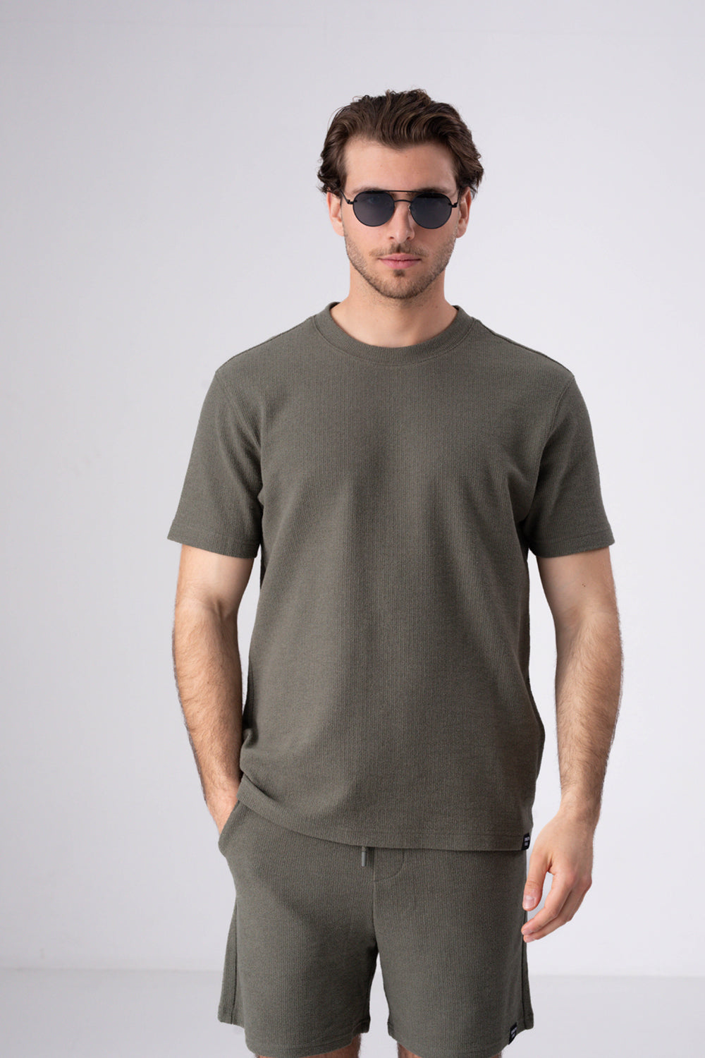 חולצת טי אוברסייז חוט בוקלה לגבר